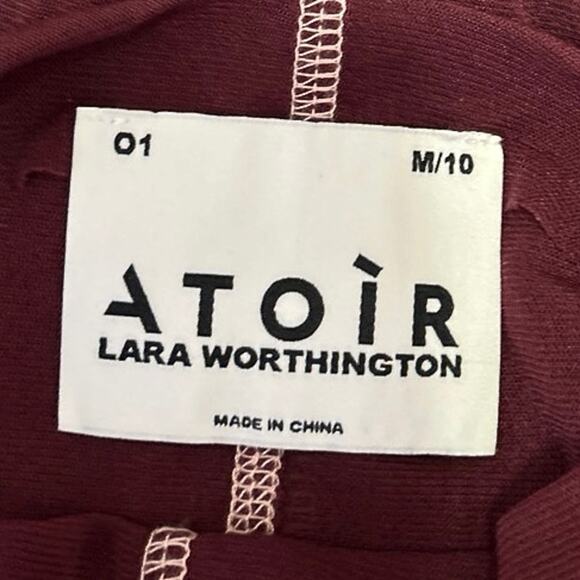 Atoir Women's Red Mock Neck Patchwork Sheer Mesh Stretch Long Sleeve Top Size M - Picture 3 of 4